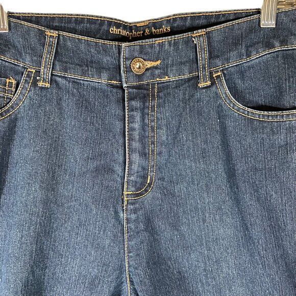 Christopher & Banks Womens Modern Fit Straight Leg Blue Denim Jeans Sz 12 Hemmed - Picture 8 of 9